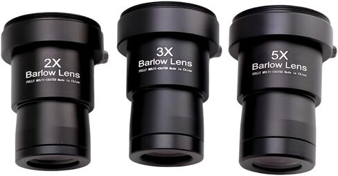 1.25-Inch 2X 3X 5X Barlow Lens Kit for Telescope Eyepieces | Actual Magnification; Fully Multi-Coated; Metal Housing in Saudi Arabia