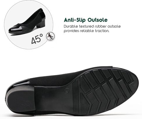 Orthopedic Dress Shoes for Women Low Heel Slip On Women's Pumps Comfortable Office Work Shoes Black Size 10 in Kuwait