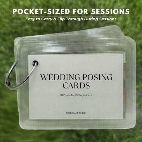 Wedding Posing Cards for Photographers – 60 Real Photo Pose Examples, Ring-Bound Laminated Reference Cards, Portable Photography Posing Guide, Photographer Gift, Photo Session Tool | 60 real photo examples, laminated cards, ring-bound design, color-coded  in Kuwait