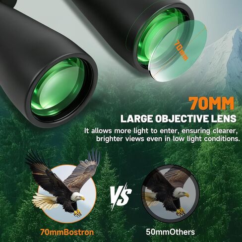 15x70 Astronomy Binoculars for Adults, High Powered Stargazing Binoculars | Long Range Binoculars with Clear Low Light Vision for Bird Watching Hunting Travel Outdoor Hiking Christmas Birthday Gifts in Kuwait