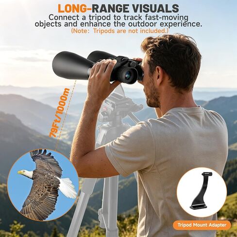 15x70 Astronomy Binoculars for Adults, High Powered Stargazing Binoculars | Long Range Binoculars with Clear Low Light Vision for Bird Watching Hunting Travel Outdoor Hiking Christmas Birthday Gifts in Kuwait