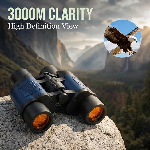 60x60 High Powered Binoculars, Binoculars with Low Light Vision, Portable Binoculars with Waterproof, Ideal for Stargazing, Bird Watching, Concerts, Football Games in Saudi Arabia