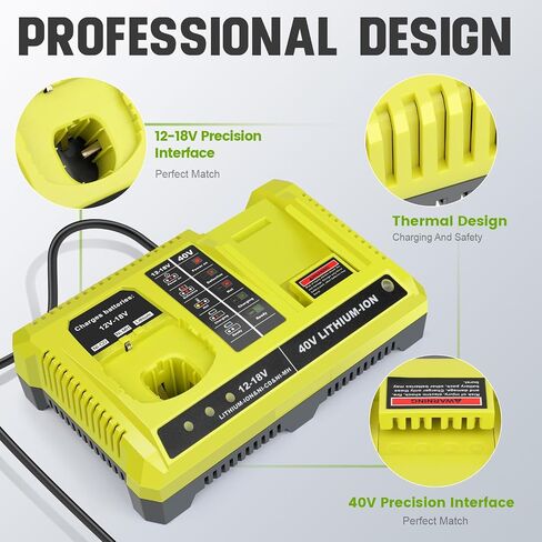 Labtec 18V/40V Dual Chemistry Charger & 6.0Ah Battery Combo - Replacement for Ryobi OP4026/OP40601 & P108/P107 Compatible with Cordless Power Tools in Saudi Arabia