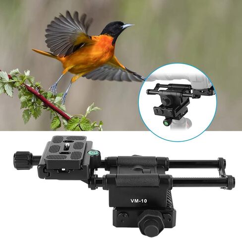 VM - 10 Macro Camera Slider, DSLR Focusing Rail with Aluminum Alloy Build, 65mm Forward Backward Adjustment, Dual 1/4 and 3/8 Screw Holes for Macro Photography in Kuwait