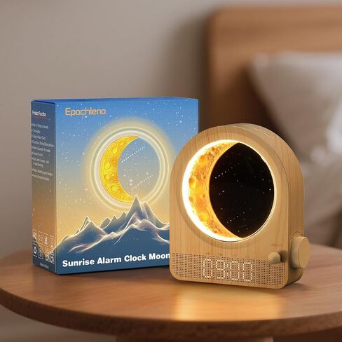 Sunrise Alarm Clock, White Noise Machine, Wood Grain | 10 Soothing Sounds, Dual Alarms, 30/60/90min Timer, Easy Snooze, Bedroom Gift for Insomnia Adults/Women in Kuwait