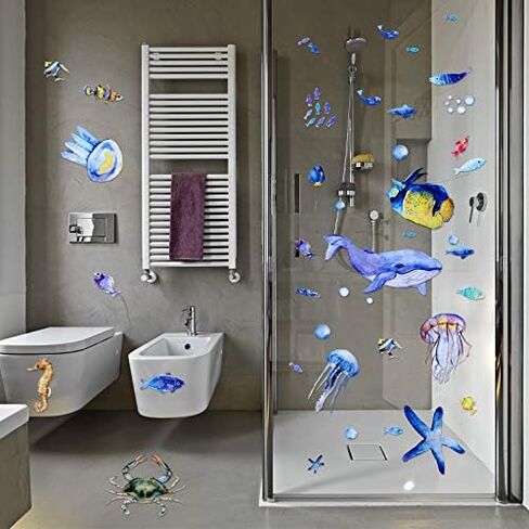 Zonon 116 Pcs Ocean Wall Decals Removable Under the Sea Party Decoration | Under the Ocean Party Decor, Marine Creatures Themed Stickers, Perfect for Kids Bedroom Nursery Classroom Bathroom Wall Art in Saudi Arabia