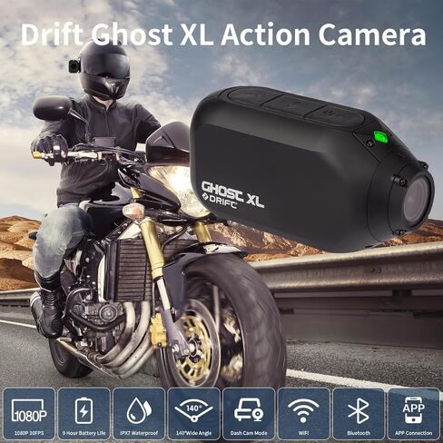 Drift Ghost XL 9 Hour Battery Action Camera, 1080P IPX7 Waterproof Helmet Camera, WiFi Remote Control Sport Cameras Wearable for Vlog Motorcycle Bicycle Cam in Saudi Arabia
