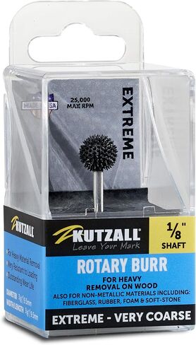 Kutzall Original Sphere Rotary Burr, 1⁄8" Shaft, Fine - Wood Carving Bit for Dremel, Foredom, DeWalt, Milwaukee Tools. Abrasive Tungsten Carbide Coating, 3⁄8" (9.5mm) Head Diameter, S-38-EG in Saudi Arabia