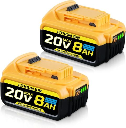 2Packs 8.0Ah 20V Replacement for Dewalt 20V MAX Battery | Compatible with Dewalt 20V Battery DCB200 DCB204 DCB206 DCB201 DCB203 DCB181 DCB180 in Saudi Arabia