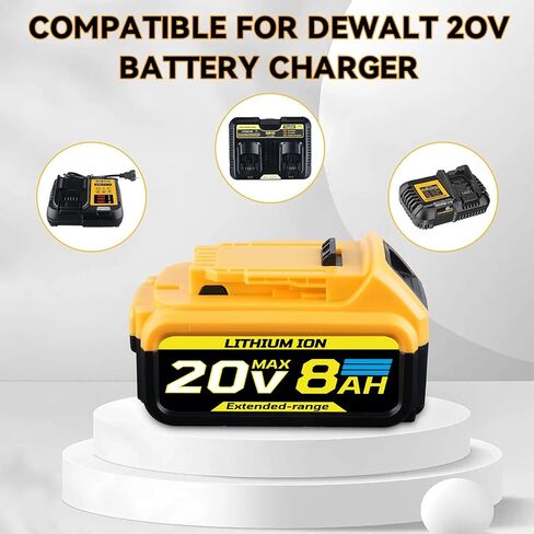 2Packs 8.0Ah 20V Replacement for Dewalt 20V MAX Battery | Compatible with Dewalt 20V Battery DCB200 DCB204 DCB206 DCB201 DCB203 DCB181 DCB180 in Saudi Arabia