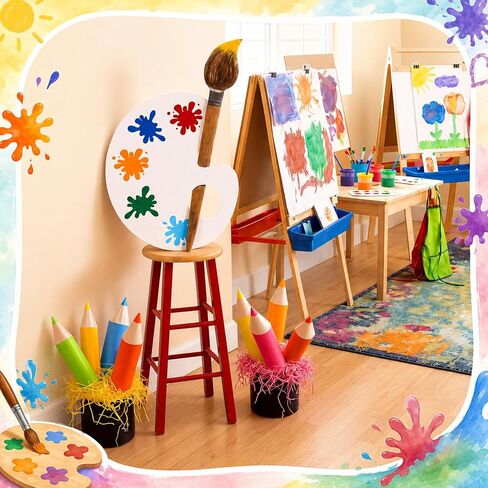 16 Pcs Large Art Classroom Decor Art Party Decorations | Large Paint Palette and Paint Brush Design, Color Pencils, Art Room Bulletin Board Supplies, Back to School Teacher Supplies in Saudi Arabia