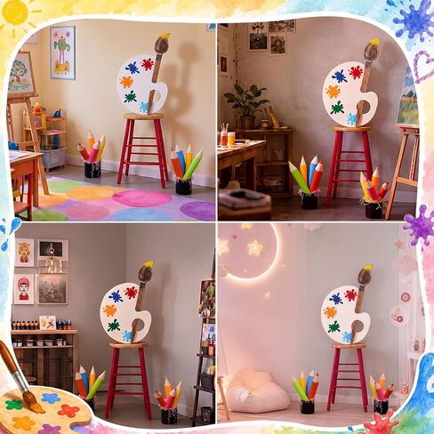16 Pcs Large Art Classroom Decor Art Party Decorations | Large Paint Palette and Paint Brush Design, Color Pencils, Art Room Bulletin Board Supplies, Back to School Teacher Supplies in Saudi Arabia