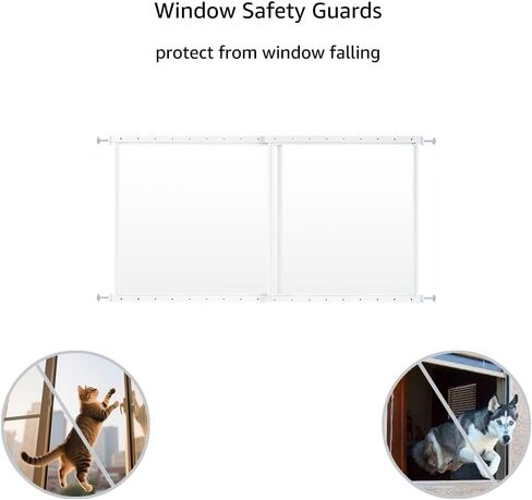 beeNbkks Clear Pet Window Guard, 29" Tall Acrylic Safety Barrier | No-Drill Pressure Mounted Transparent Window Barrier Fits 32"-62" Wide Openings, Safe Sunbathing Spot for Cats and Dogs in Saudi Arabia