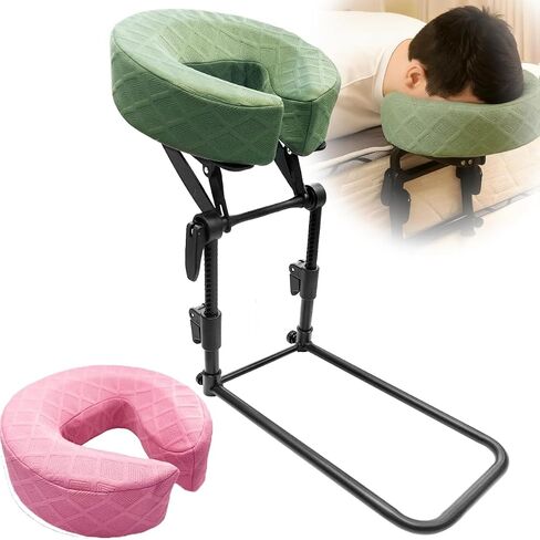 Massage Headrest for Bed with 2 Pack of Covers, Home Mattress Top Massage Kit, Adjustable Face Cradle for Professional and Home Use, Portable Face Down Head Holder Fits All Mattresses in Kuwait