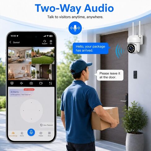 Camcamp Wireless Security Camera System with 10 Inch Monitor, 8 PTZ Cameras | 1080P Cameras, No WiFi Needed for Local Recording, 500GB Storage, No Monthly Fee, 24/7 Loop Record, Expandable to 10, Alexa in Kuwait