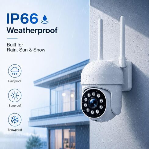 Camcamp Wireless Security Camera System with 10 Inch Monitor, 8 PTZ Cameras | 1080P Cameras, No WiFi Needed for Local Recording, 500GB Storage, No Monthly Fee, 24/7 Loop Record, Expandable to 10, Alexa in Kuwait