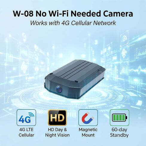W-08 4G LTE Cellular Security Camera with 60-Day Standby Time | No Wifi Security Camera with Magnetic Mount, Color Night Vision, Motion Detection in Saudi Arabia