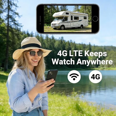 W-08 4G LTE Cellular Security Camera with 60-Day Standby Time | No Wifi Security Camera with Magnetic Mount, Color Night Vision, Motion Detection in Saudi Arabia