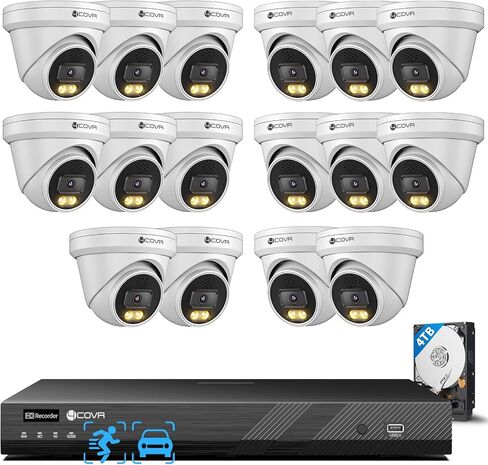 4COVR 4K PoE Security Camera System 16 Channel with 4TB HDD, LY97KA8M1612 | 2-Way Talk & Color Night Vision, AI Smart Detection, NVR Surveillance for Business, 12X 8MP Commercial Dome IP Camera IP67 in Saudi Arabia