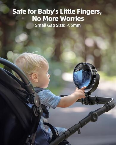 Koonie 5000mAh Portable Stroller Fan - 3-Speed Battery Operated, Flexible Clip-on Tripod, 360° Rotate Flexible Tripod，USB Rechargeable Cooling for Bike, Treadmill, Travel & Car Seat in Kuwait