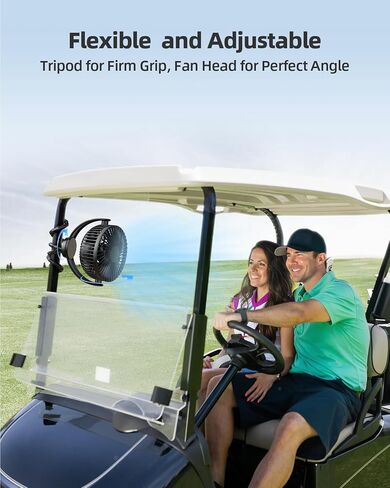 Koonie 5000mAh Portable Stroller Fan - 3-Speed Battery Operated, Flexible Clip-on Tripod, 360° Rotate Flexible Tripod，USB Rechargeable Cooling for Bike, Treadmill, Travel & Car Seat in Kuwait