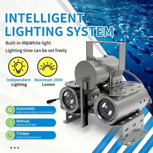 4MP HD 90FPS Electric Focus Underwater Viewing Camera with Lens Cleaning Brush Independent Lighting for Aquaculture, Marine IP Monitoring Camera with 32ft Cable (MP, 4) in Saudi Arabia