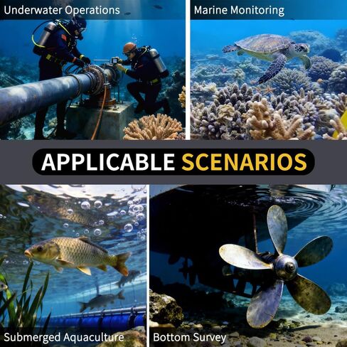 4MP HD 90FPS Electric Focus Underwater Viewing Camera with Lens Cleaning Brush Independent Lighting for Aquaculture, Marine IP Monitoring Camera with 32ft Cable (MP, 4) in Saudi Arabia
