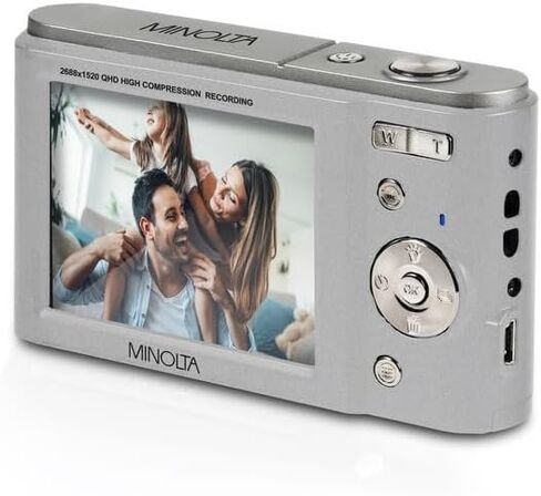 Minolta MND20 44MP Digital Camera – 2.7K Ultra HD Video, 16X Digital Zoom, Anti-Shake Stabilization, Time Lapse, Face Detection, 2.9-inch LCD Display – Lightweight Compact Camera (Silver) (Renewed) in Saudi Arabia