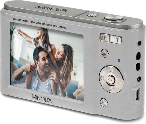 Minolta MND20 44MP Digital Camera – 2.7K Ultra HD Video, 16X Digital Zoom, Anti-Shake Stabilization, Time Lapse, Face Detection, 2.9-inch LCD Display – Lightweight Compact Camera (Silver) (Renewed) in Saudi Arabia