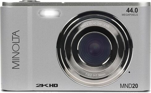 Minolta MND20 44MP Digital Camera – 2.7K Ultra HD Video, 16X Digital Zoom, Anti-Shake Stabilization, Time Lapse, Face Detection, 2.9-inch LCD Display – Lightweight Compact Camera (Silver) (Renewed) in Saudi Arabia