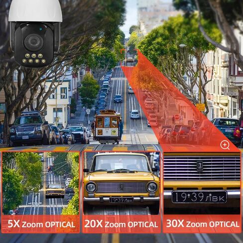 5MP 30X Optical Zoom PTZ Auto Tracking Dual WiFi Wireless IP Camera | Support 2.4G 5GHz WiFi Onvif Bluetooth, Motion Detection Siren Spotlight Night Vision Infrared 330ft in Saudi Arabia