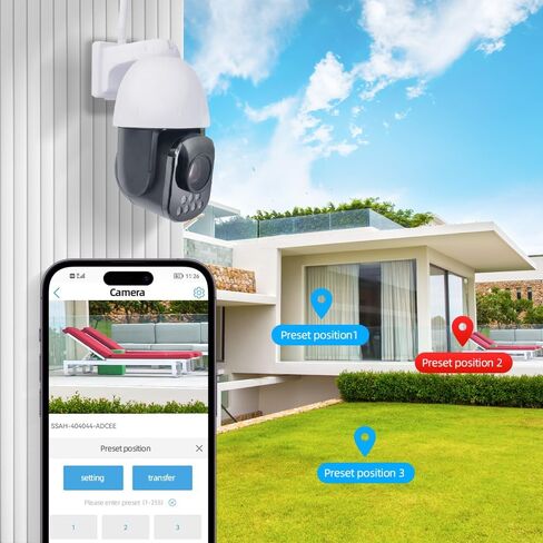 5MP 30X Optical Zoom PTZ Auto Tracking Dual WiFi Wireless IP Camera | Support 2.4G 5GHz WiFi Onvif Bluetooth, Motion Detection Siren Spotlight Night Vision Infrared 330ft in Saudi Arabia