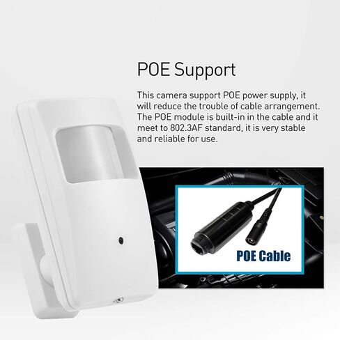REVOTECH PIR POE IP Camera, HD 3MP Small Indoor Security Camera Covert 3.7mm Lens 940nm Invisible LEDs IR Night Vision P2P H.265(IPIR-M-P White) in Saudi Arabia