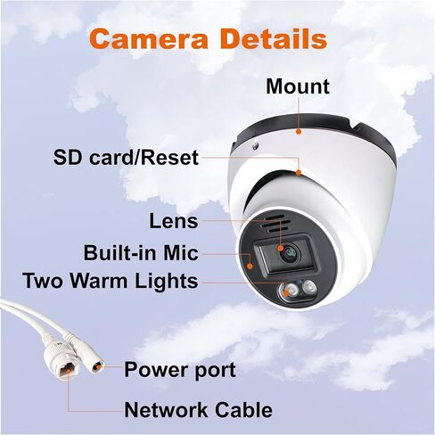 SINIS 4MP PoE Security IP Camera, Color-Vu Full Color Turret Camera Outdoor | Use Alone or With NVR,True Color Night Vision,F1.0 Super Aperture,Human Motion Detect,Metal,Built-in Mic,Up to 512G SD,IP67 in Kuwait