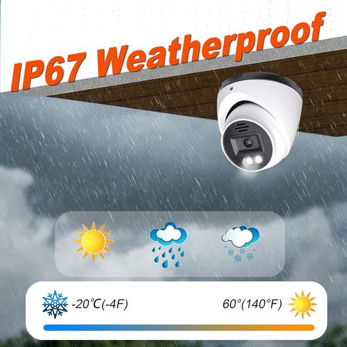 SINIS 4MP PoE Security IP Camera, Color-Vu Full Color Turret Camera Outdoor | Use Alone or With NVR,True Color Night Vision,F1.0 Super Aperture,Human Motion Detect,Metal,Built-in Mic,Up to 512G SD,IP67 in Kuwait