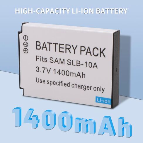2-Pack SLB-10A Battery and LTD2 USB Charger Replacement for Samsung P800, P1000, PL50, PL51, PL55, PL60, PL65, PL70, SL102, SL202, SL310, SL420, SL502, SL620, SL720, SL820, ST1000, TL9, WB150F in Saudi Arabia
