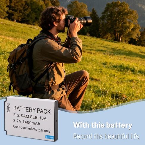 2-Pack SLB-10A Battery and LTD2 USB Charger Replacement for Samsung P800, P1000, PL50, PL51, PL55, PL60, PL65, PL70, SL102, SL202, SL310, SL420, SL502, SL620, SL720, SL820, ST1000, TL9, WB150F in Saudi Arabia