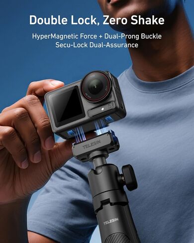 TELESIN Magnetic Adapter Mount for DJI Osmo Action 5 Pro/4/3 & OSMO 360 | 2-in-1 Foldable Base with 1/4" Screw Hole, Magnetic Quick Release Adapter Mount, DJI OSMO 360 Osmo Action 5 Pro Accessories in Kuwait