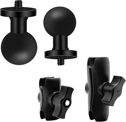 2PC 1" Ball Mount Adapter with 1/4"-20 Threaded Stud for Insta360 OneX5,X4,X3, X2, X, R, RS, GO 2, GoPro Hero, Compatible with RAM Ball Head Mounts B Size Double Socket Arm in Saudi Arabia