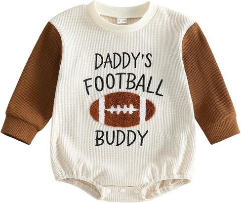 Baby Boy Fall Outfit Daddy's Football Buddy Romper Infant Bodysuit | Baby boy football outfit, Game day romper football themed, Waffle knit, for baby shower gifts/watching football with daddy in Kuwait
