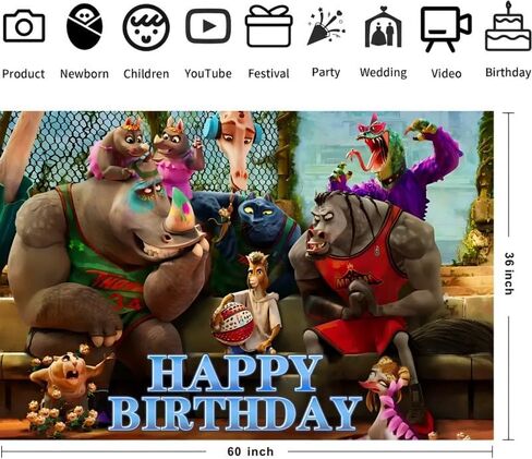Background Goat Birthday Decorations, Goat Happy Birthday Banner Backdrop for Birthday Party Supplies (5x3ft) in Kuwait