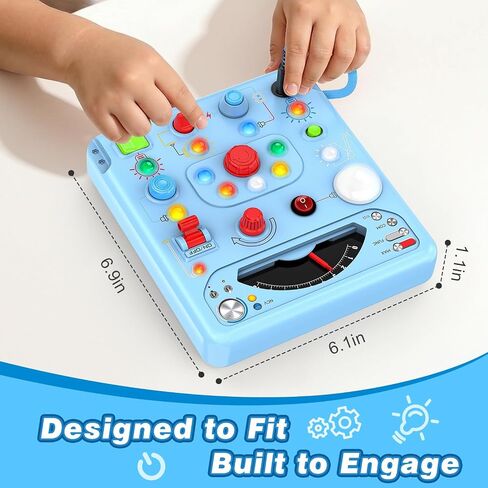 Tozuoup Busy Board Montessori Toys for Kids with 13 LED Lights, Sensory Board Toys Educational Learning for Kids, Activity Toy Christmas Birthday Gifts for Boys and Girls in Kuwait