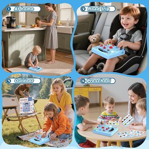 Tozuoup Busy Board Montessori Toys for Kids with 13 LED Lights, Sensory Board Toys Educational Learning for Kids, Activity Toy Christmas Birthday Gifts for Boys and Girls in Kuwait