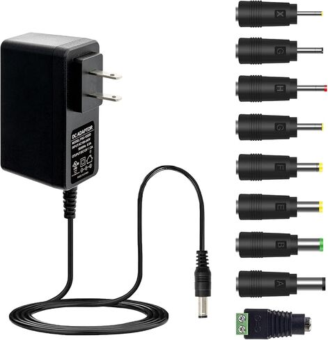 UL Listed 12V 2A AC/DC Adapter Power Supply | 9 Tips for LED Strip Lights, CCTV Cameras, GPS, Routers, 100-240V 50/60Hz Input, 4 ft DC Cord, 2000mA in Saudi Arabia