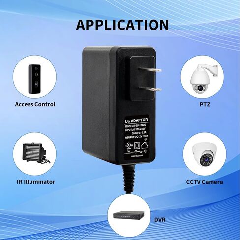 UL Listed 12V 2A AC/DC Adapter Power Supply | 9 Tips for LED Strip Lights, CCTV Cameras, GPS, Routers, 100-240V 50/60Hz Input, 4 ft DC Cord, 2000mA in Saudi Arabia