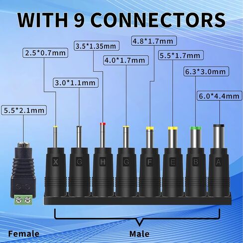 UL Listed 12V 2A AC/DC Adapter Power Supply | 9 Tips for LED Strip Lights, CCTV Cameras, GPS, Routers, 100-240V 50/60Hz Input, 4 ft DC Cord, 2000mA in Saudi Arabia