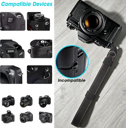 Camera Wrist Stra - Camera Straps for Photographers, Quick Release Strap | Adjustable Camera Hand Strap with Safer Connector for DSLR SLR Mirrorless Cameras (Black) in Kuwait