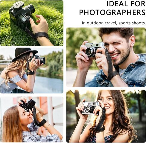 Camera Wrist Stra - Camera Straps for Photographers, Quick Release Strap | Adjustable Camera Hand Strap with Safer Connector for DSLR SLR Mirrorless Cameras (Black) in Kuwait