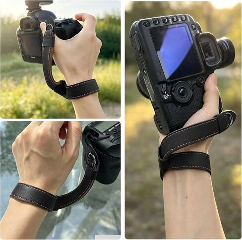 Camera Wrist Stra - Camera Straps for Photographers, Quick Release Strap | Adjustable Camera Hand Strap with Safer Connector for DSLR SLR Mirrorless Cameras (Black) in Kuwait