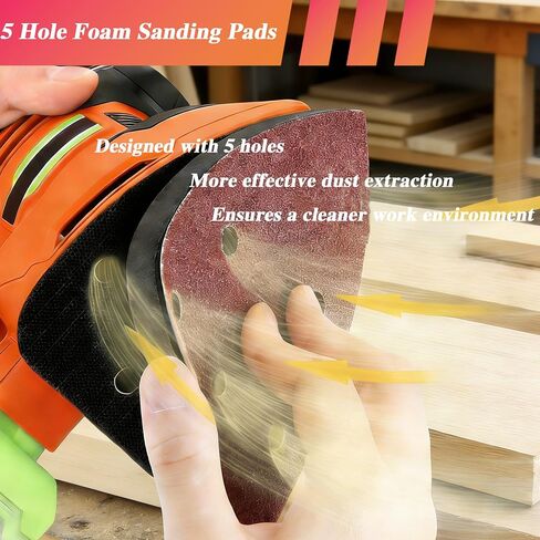 33pcs Sand Paper Mouse Sander Sandpaper 60-1500 Grits with 2pcs Detail Sander Paper Interface Pad Hook and Loop Triangle Sanding Pads with 5 Holes for 140mm Sanding Machine in Saudi Arabia